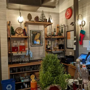 a bar with a christmas tree