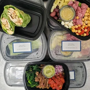 a variety of meals in plastic containers