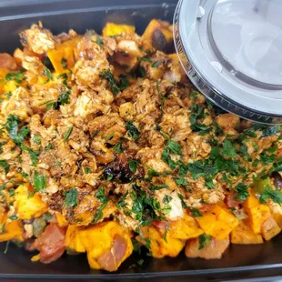 a close up of a meal in a container