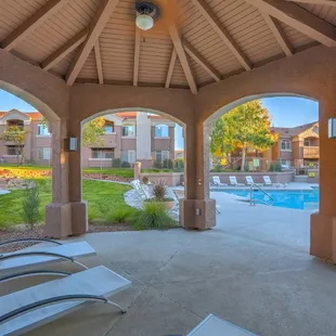 Poolside lounge area
