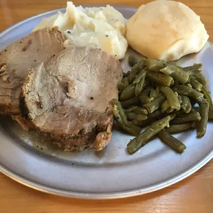 Dinner Special: Pork Chops with Green Beans and Mashed Potatoes