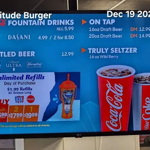 Menu. Note the 5% surcharge.