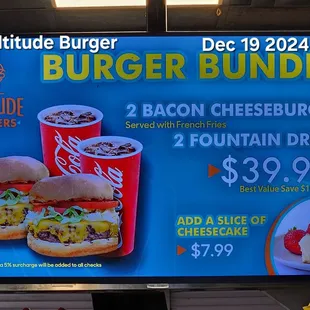 Menu. Note the 5% surcharge.