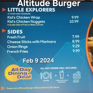 Sides/kids menu Feb 9 2024