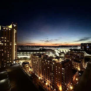 a view of a city at night