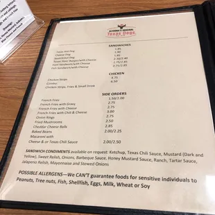 menu