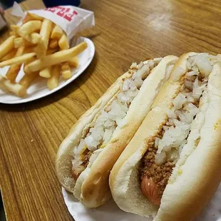 2 hot dogs with everything is the way to go!