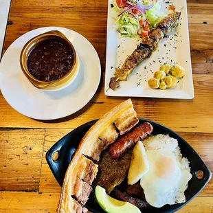 Beans, Chicken Kebab and Bandej Paisa