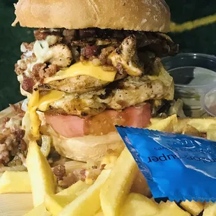Chicken and bacon - so big served with fries
