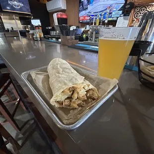 California Burrito with Chicken and a Beer!