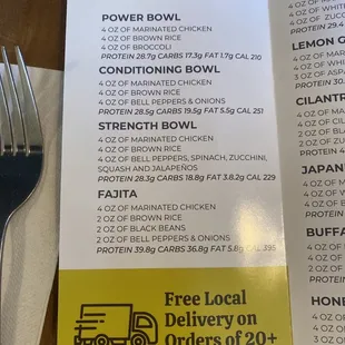 a menu for a restaurant