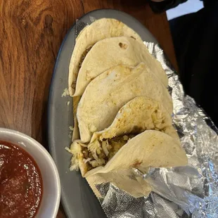 Soft beef Tex Mex tacos minus lettuce