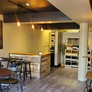 the interior of a wine shop