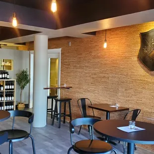 the interior of a wine bar