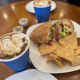 Peanut Butter Latte, Cochinita Sandwich, Carrot Cake Latte