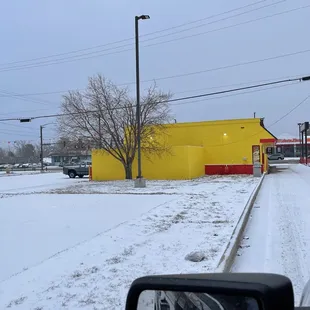a yellow building