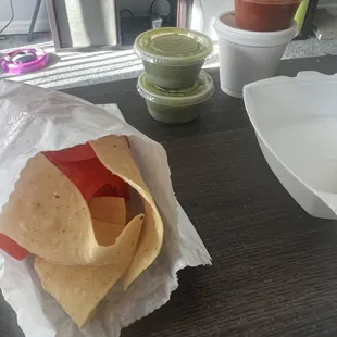 Chips and sauces
