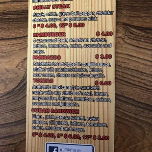 menu