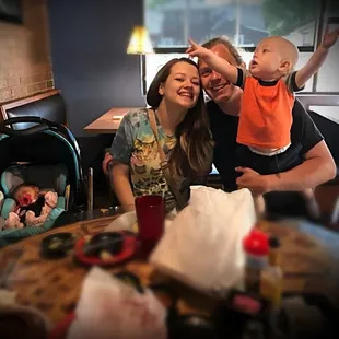 Me and my Family enjoying their great atmosphere. This was the first place we took our daughter to eat she was only a week old.