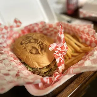 Carne asada torta with fries (packed with meat!)