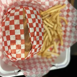 Carne asada torta with fries