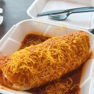 Wet chile relleno burrito
