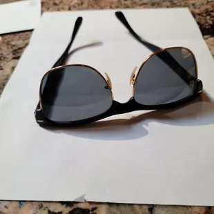 Ray Ban frames with prescription lenses.  Fashionable yet, sturdy.