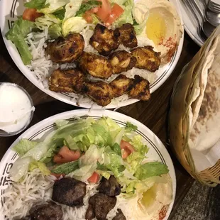 Chicken plate and a lamb plate with amazing garlic paste and home made freshly baked pita bread