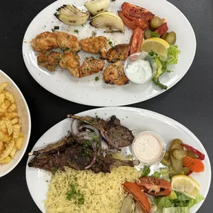 Iraqi Lamb Kabob Plate, Chicken Shish Tawook