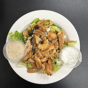 Greek salad with Chicken Shawarma