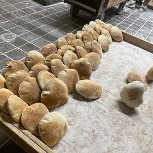 Freshly made daily PITA BREAD AND NOUN BREAD,
As will other sweets and Zatar/cheese/spinach/meat/pizza/hotdog wrap.