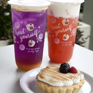 Butterfly Passion Tea, Guava Cheese Tea, and Lemon Tart