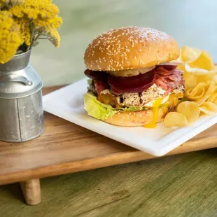 a sandwich and chips