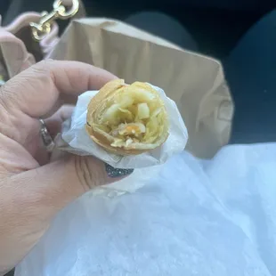 look inside the pork and veggie lumpia