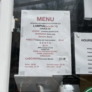 menu