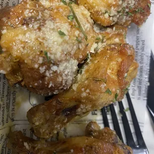 Amazing parmesan wings! They were perfectly cooked and had just the right amount of seasoning.