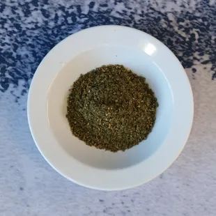 a bowl of dried herbs