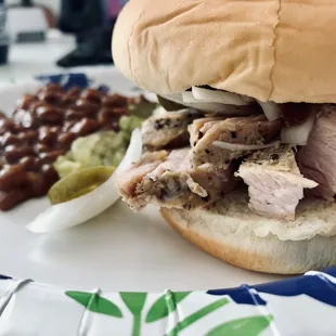 Turkey single sandwich with beans