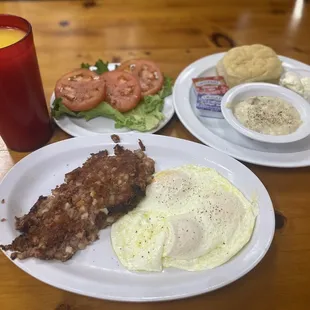 3 Eggs and Cored Beef Hashbrowns Breakfast