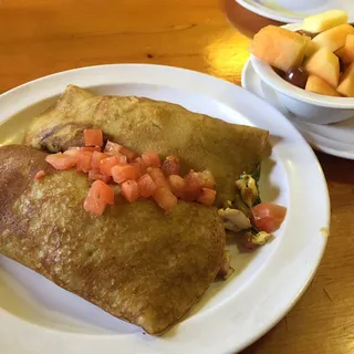 Spinach, Mushrooms and Tomato Crepes