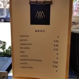 Our current popup drink menu!
