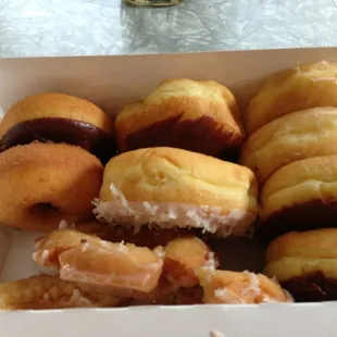 Variety of fresh donuts.