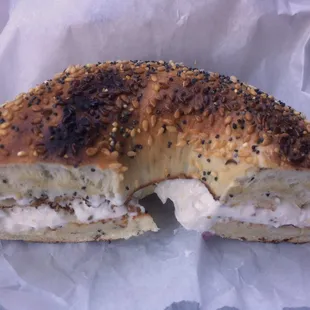 AM Donuts' toasted "Everything Bagel", with cream cheese, was outstanding.