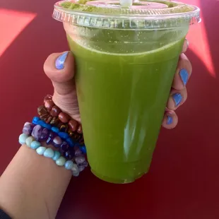 Green juice! Cactus, orange, celery, cucumber, Pineapple