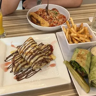 Chicken Caesar Wrap Crepe Spaghetti With Meatballs