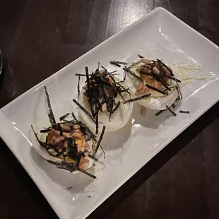 Deviled eggs (3 of the 4). Very nicely seasoned!