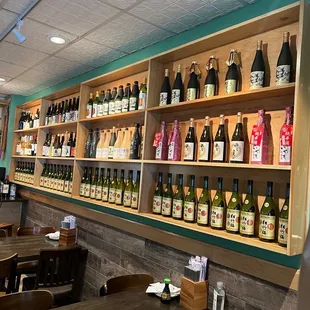 Wall of dreams! Sake and wine selection wall!