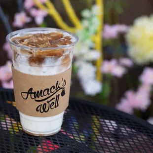 a cup of coffee on a table