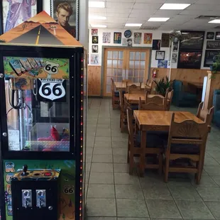 a vending machine in a restaurant