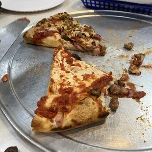 a half eaten pizza
